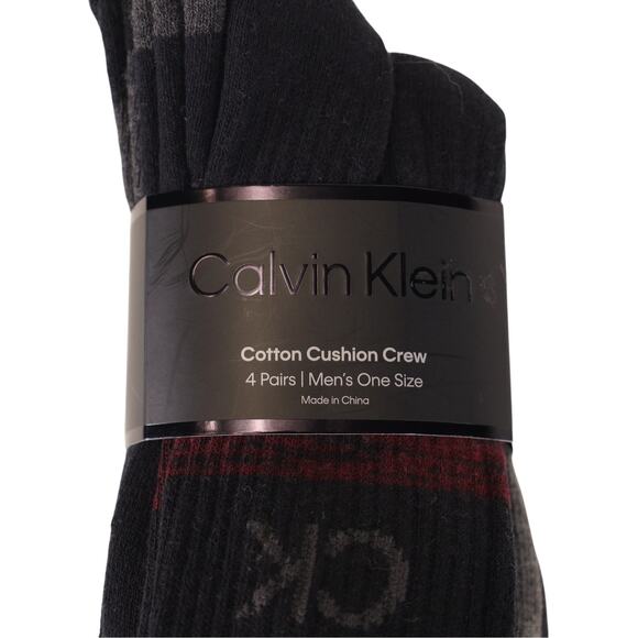 Calvin Klein 4 Pair Set of Cotton Cushion Crew Socks - Black/Gray - NWT - Picture 3 of 3
